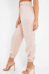 Rose Shiny Woven Cargo Trousers - Atley-Trousers