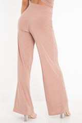 Rose Slinky High Waist Wide Leg Trousers - Traci-Trousers