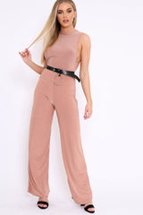 Rose Slinky Low Side Jumpsuit - Ivannah-Jumpsuits