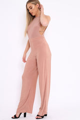 Rose Slinky Low Side Jumpsuit - Ivannah-Jumpsuits