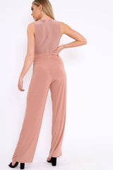 Rose Slinky Low Side Jumpsuit - Ivannah-Jumpsuits