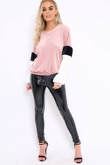 Rose Soft Fur Jumper with Contrast Sleeves - Erla-Jumper