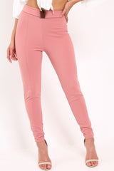 Rose Tapered Trousers With Gold Buckle - Zyana-Trousers