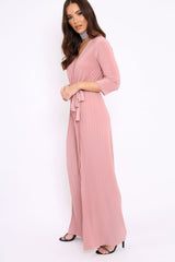 Rose Wrap Front Plisse Leg Jumpsuit - Haiden-Jumpsuits