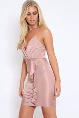 Rose Wrap Ruched Mini Dress - Karmel-Dresses