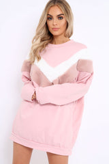 Rose with White and Rose Chevron Fur Jumper Dress- Lula-Dresses