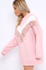 Rose with White and Rose Chevron Fur Jumper Dress- Lula-Dresses