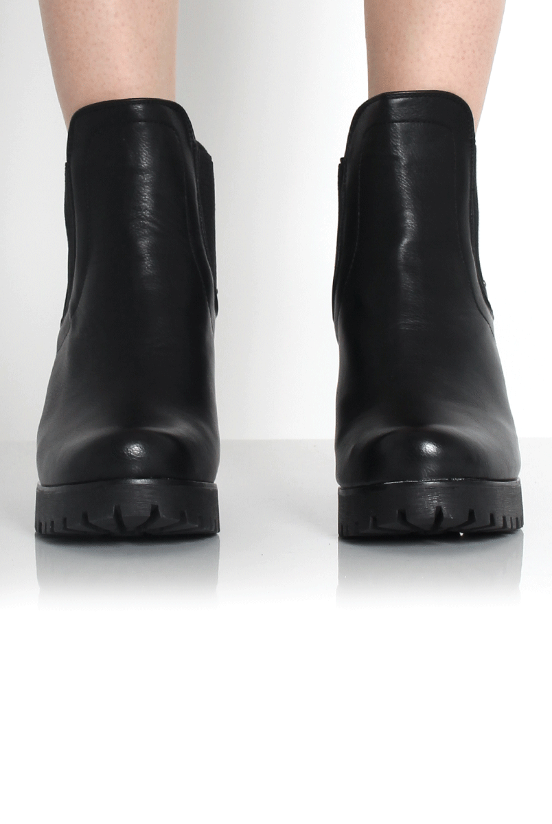 Roselyn Black Stud Detail Boot-Boots