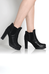 Roselyn Black Stud Detail Boot-Boots