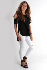 Roxie Black Cut Out Top-Tops