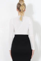 Roxie White V Neck Bodysuit-Bodysuits