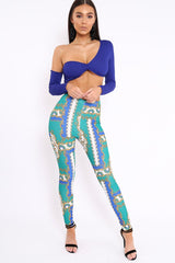 Royal Blue Asymmetric Crop Top - Nicki-Crop Tops