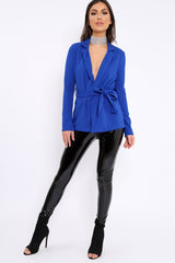 Royal Blue Belted Blazer - Kenna-Jackets