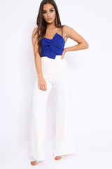 Royal Blue Bow Extreme Crop Top - Rossi-Tops