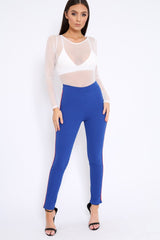 Royal Blue Contrast Side Stripe Trousers - Arva-Trousers