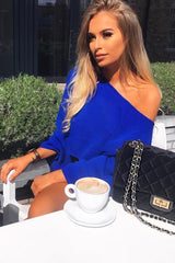 Royal Blue Cropped Batwing Jumper - Carmin-Jumper