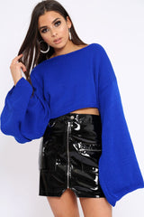 Royal Blue Cropped Batwing Jumper - Carmin-Jumper