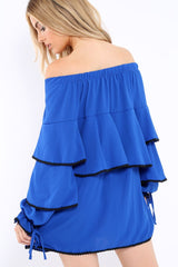 Royal Blue Dress With Frills - Arabellah-Dresses