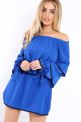 Royal Blue Dress With Frills - Arabellah-Dresses