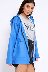Royal Blue Hooded Rain Jacket - Fox-Jackets