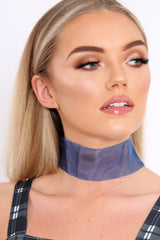 Royal Blue Organza Wide Choker - Aala-Chokers
