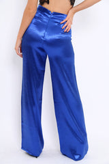 HighRise Flared Pants  Phenom Royal Blue Chanderi Cotton Silk  AYESHA