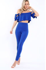 Royal Blue Trousers and Crop Top Co-ord - Daizy-Co-ords