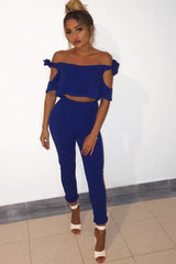Royal Blue Trousers and Crop Top Co-ord - Daizy-Co-ords