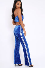 Royal Blue Velvet Boobtube and Trouser Set - Shayla-Co-ords