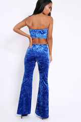 Royal Blue Velvet Boobtube and Trouser Set - Shayla-Co-ords