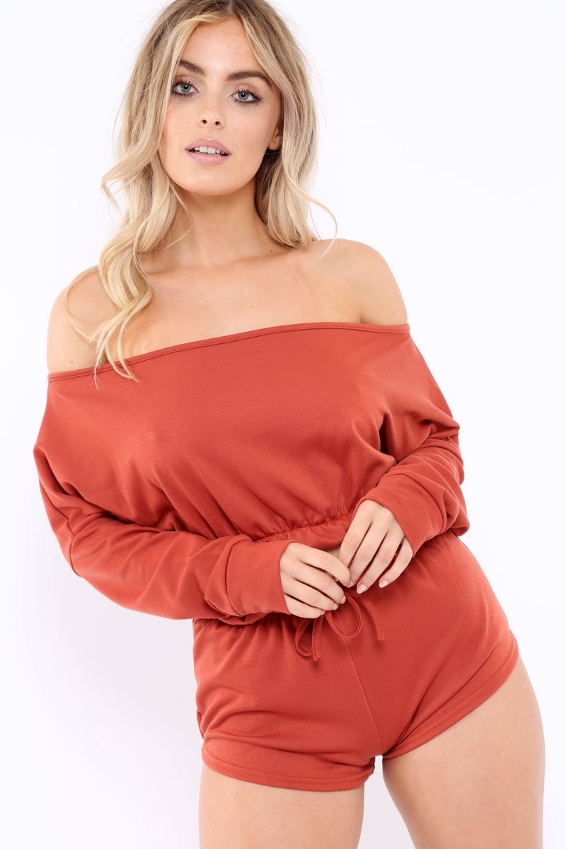 Rust Bardot Co-ord Set - Prina-Co-ords