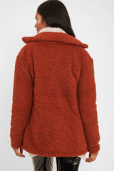 Rust Borg Button Front Coat - Dasia-Coats