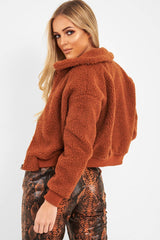 Rust Borg Cropped Bomber Jacket - Heidy-Jackets