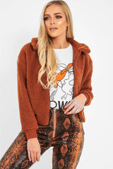 Rust Borg Cropped Bomber Jacket - Heidy-Jackets