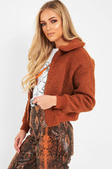 Rust Borg Cropped Bomber Jacket - Heidy-Jackets