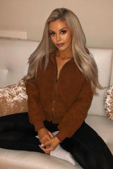 Rust Borg Cropped Bomber Jacket - Heidy-Jackets