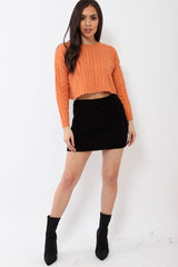 Rust Cable Knit Cropped Jumper - Georgie-Jumper