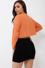 Rust Cable Knit Cropped Jumper - Georgie-Jumper