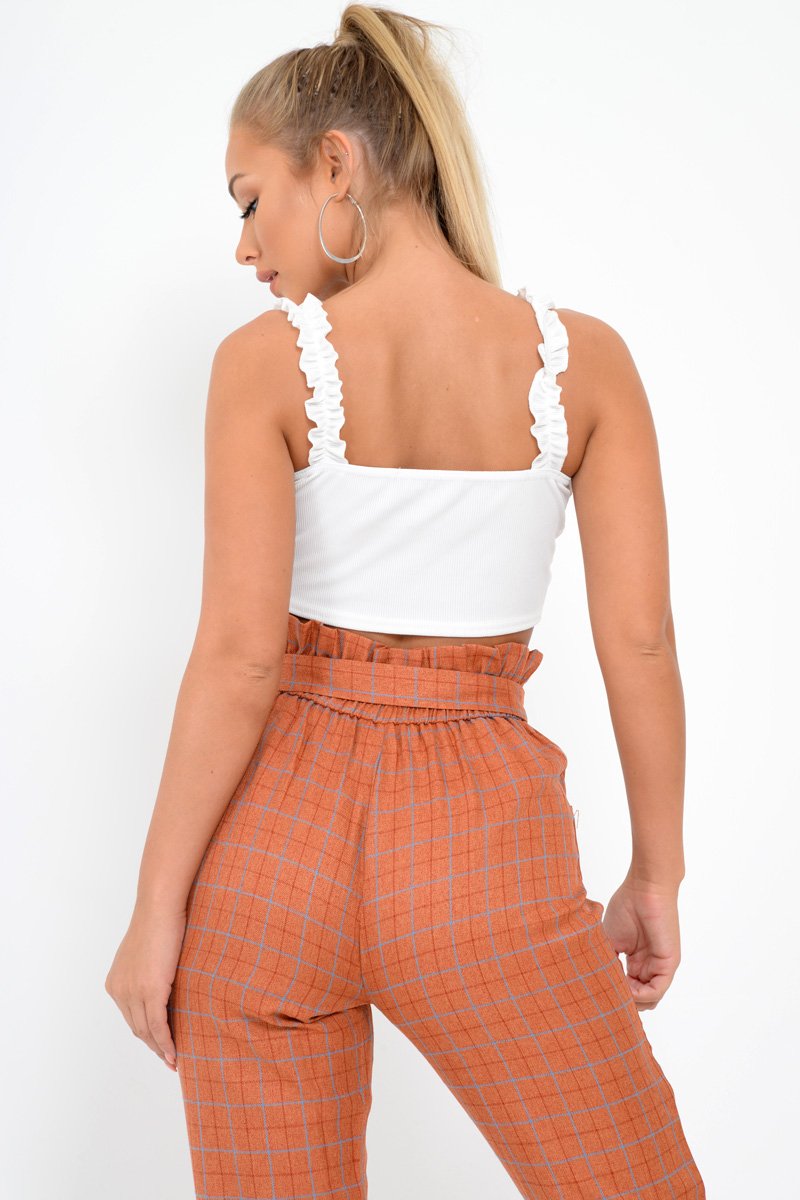 Rust Check Paper Bag Trousers - Irma-Trousers