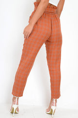 Rust Check Paper Bag Trousers - Irma-Trousers