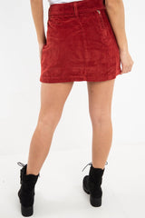 Rust Corduroy Belted Mini Skirt - Mariel-Skirts