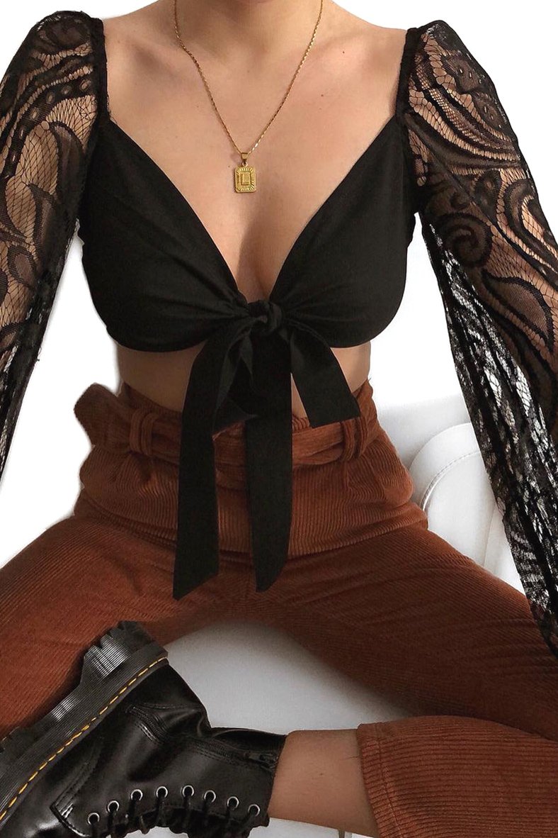 Rust Corduroy Belted Tapered Trousers - Janelle-Trousers