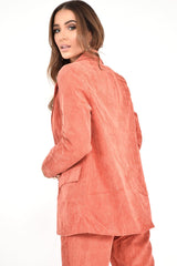 Rust Corduroy Gold Button Blazer - Charissa-Jackets