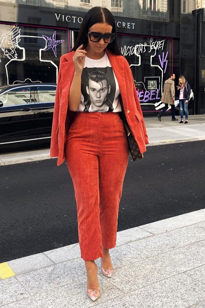 Rust Corduroy Gold Button Blazer - Charissa-Jackets