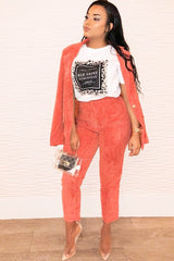 Rust Corduroy Gold Button Blazer - Charissa-Jackets