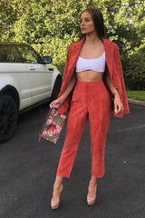 Rust Corduroy High Waist Tapered Trousers - Emmelia-Trousers