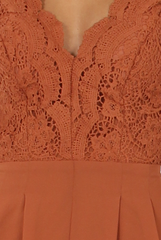 Rust Crochet Cross Back Playsuit - Quinn-Playsuits