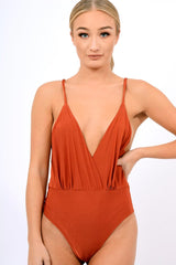 Rust Cross Front Bodysuit - Tarren-Bodysuits