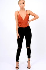 Rust Cross Front Bodysuit - Tarren-Bodysuits