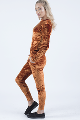 Rust Crushed Velvet Tracksuit - Romy-Loungewear